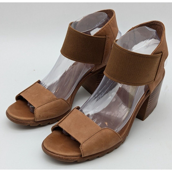 Sorel Nadia Sandals Women's Size 9.5 Camal Brown NL3237 Slip On Elastic Strap - Picture 1 of 12